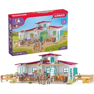 schleich 42567 HORSE CLUB Reiterhof, 115 Teile Pferdestall Spielset mit 3 x schleich Pferde Tierfiguren und vielem mehr, Spielzeug für Kinder ab 5 Jahren