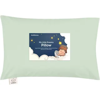 Kopfkissen Kleinkind mit Kissenbezug - Weich Bio Baumwolle Kissen Kinder zum Schlafen - Waschbar Kleinkind Kopfkissen - Kinderkopfkissen für Kleinkinder - Kinderkissen (Sage)