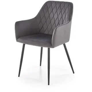 Schalenstuhl K558 59x86x60cm Armlehnen Steppnähte Esszimmer und Wohnzimmer grau - Grau