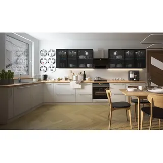 Feldmann-Küchen Winkelküche L-Form 198 x 445 cm schwarz-weiß matt