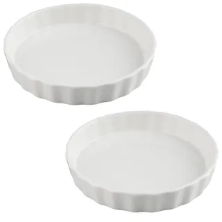 suaywo 5 Zoll Quicheform Keramik 2 Stück Tarteform Keramik Obstkuchenform Tarteform Rund Mit Antihaftbeschichtung für die Zubereitung von Muffins, Pfannkuchen, Pasta und Pizza (Weiß)