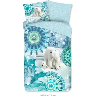 HIP Bettbezug "Mandalas und Eisbären" - Blau - (140x200/220 cm) - Baumwolle 100% Flanell - Blau