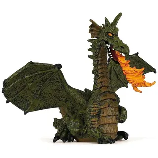 Papo 39025 geflügelter Flamme Enchanted World Figur, Feuerspeiender Drache mit Flügeln, grün