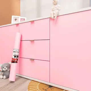 Decotalk 60X500cm Rosa Matt Selbstklebende Tapete Einfarbig Muster Ohne Kleber Bedarf Für Kinderzimmer Wand Design Leicht Zu Installieren