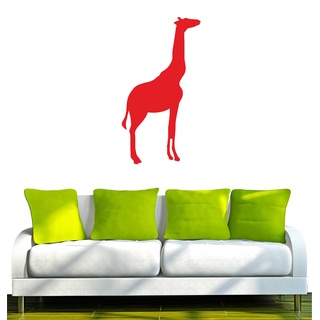 INDIGOS UG WANDTATTOO rot w054 Giraffe Afrika 80x43 cm - Dekoration Fensterfolie - Wandaufkleber - Kinderzimmer Wohnzimmer Schlafzimmer Küche Badezimmer Büro Hotel