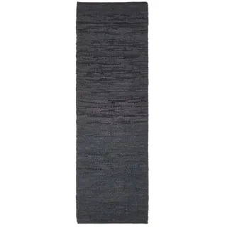 Homescapes Leder-Teppichläufer Denver gewebt 66/200 cm , Schwarz , Leder , Rechteckig , 66x200 cm , Teppiche und Böden, Teppiche, Teppichläufer, Läufer