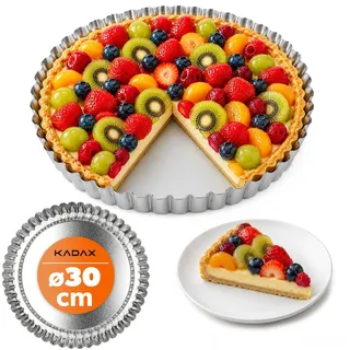 KADAX Tarteform "Prung", Tartelette Förmchen aus verzinkten und Antihaftschicht Blech, 30cm, Silber