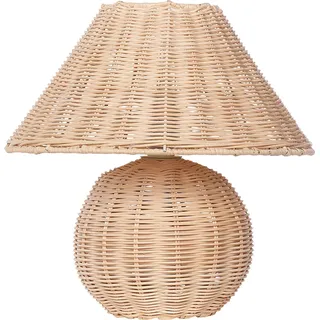 BELIANI Tischlampe Naturfarben Rattan Kugelfuß 31 cm Rattanschirm Kegelform Empireform Langes Kabel mit Schalter Modern Boho Schlaf- u. Wohnzimmer - Beige