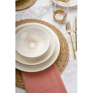 hermia concept Elegant 24-Piece Dinner Set, 100% Porcelain | Includes Service Plates, Bowls & Dessert Plates | Dishwasher & Microwave Safe | Perfect for Any Occasion