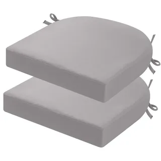 PRIMEPATIO Stuhlkissen für draußen, 2er-Set, Terrassenstuhlkissen für Gartenmöbel, wasserdicht, mit Bändern, Sitzkissen für draußen, Terrassenstuhlpolster, Esszimmerstuhl, 45x45, Hellgrau