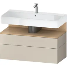 Duravit Qatego Waschtischunterbau, 1 Auszug und 1 Schublade, 990x470x590mm, Nische Eiche Natur, QA4395030, Farbe: Taupe Supermatt/mit Nischenbeleuchtung