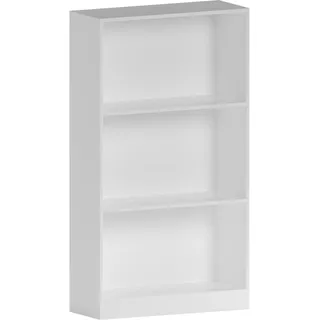 Vida Designs Cambridge Bücherregal mit 3 Ebenen, mittelgroß, weißes Holzregal, Aufbewahrungseinheit, Büro, Wohnzimmermöbel, Holz, 108 x 60 x 24 cm