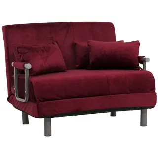 Mendler Schlafsessel HWC-K29, Klappsessel Schlafsofa Gästebett, Liegefläche 190x100cm, Stoff Chenille (370g/m2) ~ bordeaux
