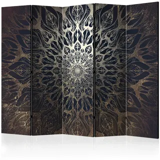 artgeist Paravent , Braun, Dunkelblau , Holz, Kunststoff, Textil , Kiefer , massiv , Abstraktes , 225x172x3 cm , Motiv auf Vorder- und Rückseite, Akustikschaumstoff , Wohnzimmer, Raumteiler, Paravents