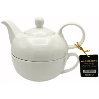 Wilmax WL-994048/1C Porzellan Teekanne- und Tassen-Set, Weiss