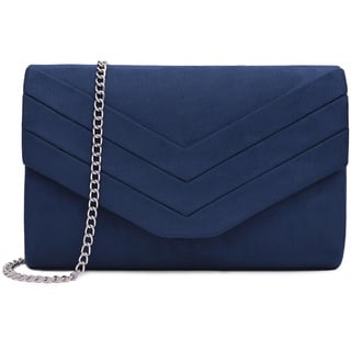 Milisente Damen Clutch, Wildleder Handtasche Clutch Umschlag Crossbody schultertasche Clutch Tasche Abendtasche Marineblau (Blau)