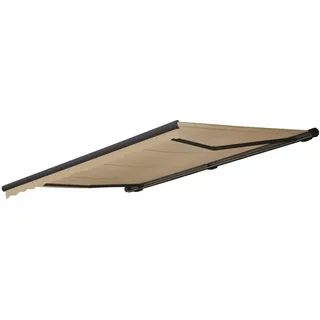 MCW Kassetten-Markise H122 mit Volant 4x3m Polyester Creme Anthrazit