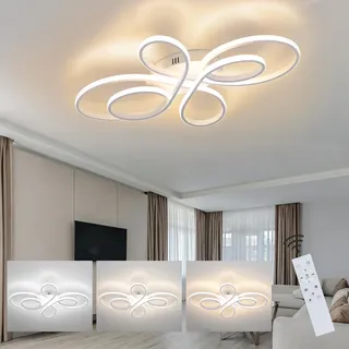 ZMH Deckenlampe LED Deckenleuchte Dimmbar - Wohnzimmerlampe 80cm Wohnzimmer 78W Modern Schlafzimmerlampe Schlafzimmer Weiß Design mit Fernbedienung Deckenbeleuchtung Groß für Esszimmer Büro Küche