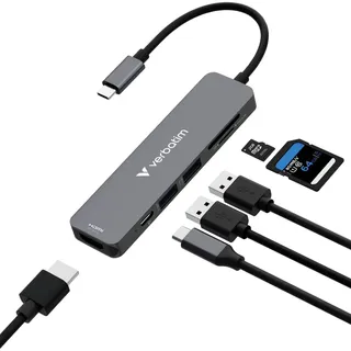 Verbatim USB-C Essentials Multi- Port Hub, 6 Port/card read. 32156 - Grau