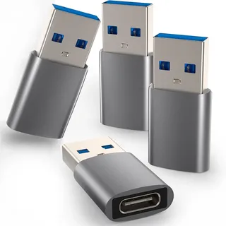 4 Stück USB C Adapter, USB C Buchse auf USB 3.0 Stecker Adapter, USB Type C Adapter Kompatibel mit iPhone 15/14/13, iPad, Samsung Galaxy S22 S21, MacBook