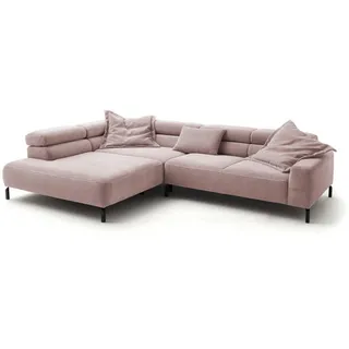KAWOLA Ecksofa Cord 4-Sitzer Rosa