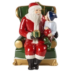 Bild Christmas Toys Santa Auf Sessel, Dekorative Weihnachtsmann-Figur Aus Hartporzellan, Bunt