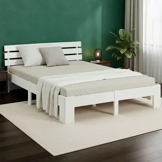 Homestyle4u Holzbett 180 x 200 cm Weiß