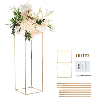 VEVOR 2er-Set Blumenhocker Eckig 28x28x80cm Blumenständer Eisen Beistelltisch Modern Blumensäule Gold-Galvanisierung Pflanzenhocker Pflanzenständer Metallständer für Dekoration von Bars Hotels Cafés