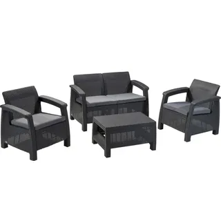 KETER Corfu Set Gartenmöbel-Set Graphit, Grau
