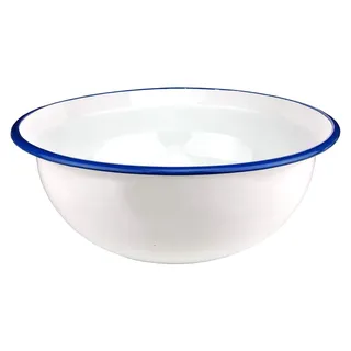 Schale, Schüssel - Emaille - Weiß-Blau - D 36 cm - Weiß, Blau