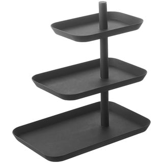 Yamazaki 4281 TOWER Etagere mit 3 Ebenen, schwarz, Stahl, Minimalistisches Design, 24,7 x 15,7 x 25,7 cm (LxBxH)