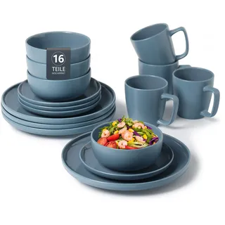 my home Geschirr-Set »Timula, außen matt, innen glänzend« spülmaschinenfest und mikrowellengeeignet, blau