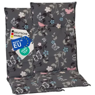 NYVI Gartenstuhl Auflagen Hochlehner 2er Set Barcelona - UV-Beständig, Atmungsaktiv, Strapazierfähig - Hochlehnerauflagen Sitzkissen Outdoor - Sitzauflagen für Gartenstühle 118x50cm Vintage Flower