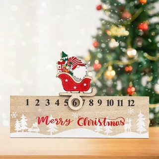 Hianjoo Weihnachten Adventskalender Holz 24 Tage, Holz Xmas Ornament, Weihnachtskalender Weihnachtsdeko, Holzleiste mit Verschiebbarer Tagesmarkierung [Weihnachtsmann Gehend]