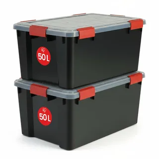 Iris Ohyama Aufbewahrungsbox 59 x 39 x 29 cm 2-tlg. schwarz/transparent