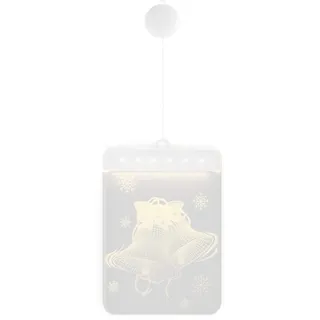 AmeliaHome LED Fensterdekoration Acrylanhänger Weihnachtsbeleuchtung batteriebetrieben Weihnachtsdeko rechteckig Jingle Bells