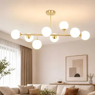 ZMH Kronleuchter 8-flg. G9 105 cm Gold/Schwarz