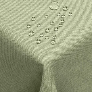 DecoHomeTextil Leinen Optik Tischdecke, Quadratisch 130 x 130 cm Hellgrün, wasserabweisend, fleckenabweisend, abwaschbar, Lotuseffekt, bügelfrei