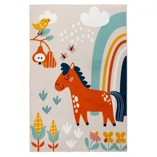 Kinderteppich KAYOOM "Wonder 132", bunt, B:160cm H:8mm L:230cm, Polyester, Teppiche, Kinderteppich, Kurzflor, Vegan, Fußbodenheizungsgeeignet, Pferd