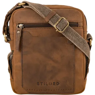 STILORD 'Nash' Ledertasche Männer Vintage Kleine Umhängetasche Messenger Bag Herren für Tablet 8 Zoll Herrentasche aus Echtem Leder, Farbe:sepia - braun
