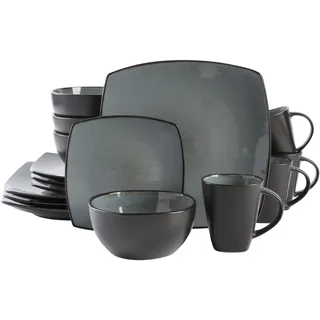 Gibson Elite Geschirrset Steingut 16-teilig Grau 4er Set