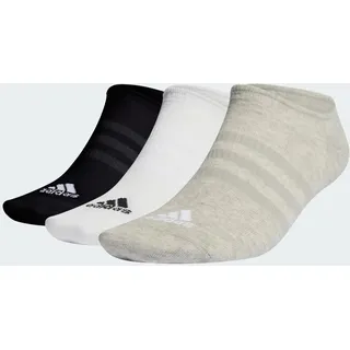 adidas Unisex Kinder Thin and Light No-Show Socks 3 Pairs, Medium Grey Heather / White / Black, 7-8 Years