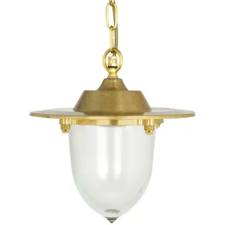 Pendelleuchte Außen IP44 Echt-Messing Glas E27 Rund D: 25 cm