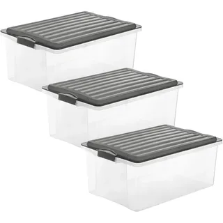 Rotho Aufbewahrungsbox 57,5 x 40,0 x 25,0 cm 3-tlg. anthrazit/transparent