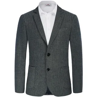 PJ Paul Jones Fischgräten-Tweed-Blazer, britische Wollmischung, Sportmantel, Dark Bule-2, M