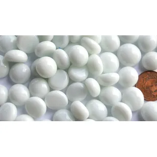 70g Mini Glasnuggets 10-12mm Muggelsteine ca. 50 Stück Glassteine Dekosteine (Weiß opak)