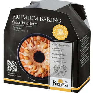 Birkmann Premium Baking, Gugelhupfform, aus hochwertigem Karbonstahl mit Marken-Antihaftbeschichtung, mit Rezeptidee, Ø 16 cm Höhe 8,5 cm, 882157