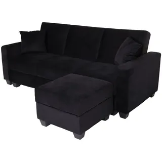 Mendler Couch Samt 2-Sitzer Schwarz