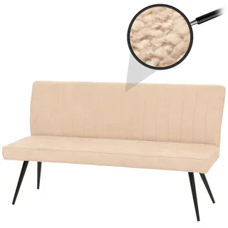 Mendler Sitzbank HWC-K16, Esszimmerbank Bank Polsterbank, Rückenlehne Stoff/Textil Chenille Metall 160cm - creme-beige