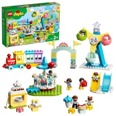 LEGO 10956 DUPLO Erlebnispark, Kinderspielzeug ab 2 Jahre mit Jahrmarkt und Zug
